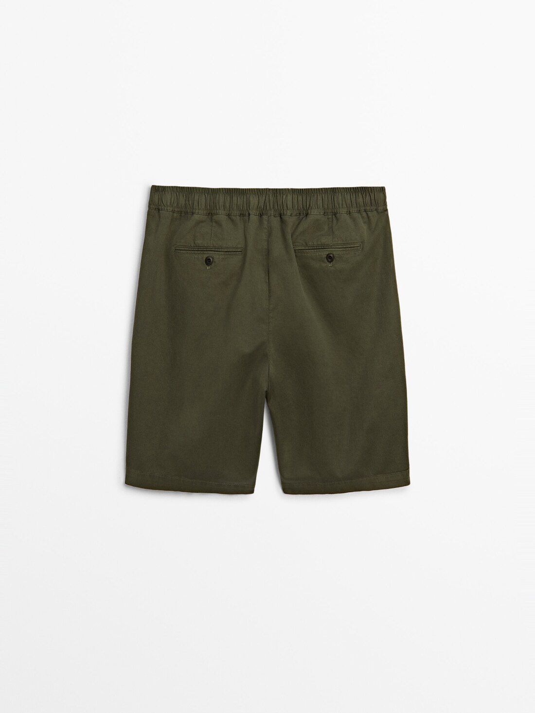 Massimo Dutti Jogger Fit Cotton Blend Bermuda Men Shorts Khaki | US-BS7680943
