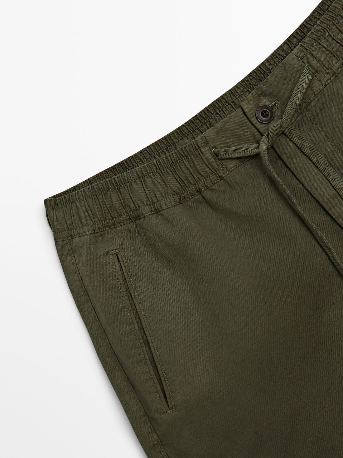 Massimo Dutti Jogger Fit Cotton Blend Bermuda Men Shorts Khaki | US-BS7680943