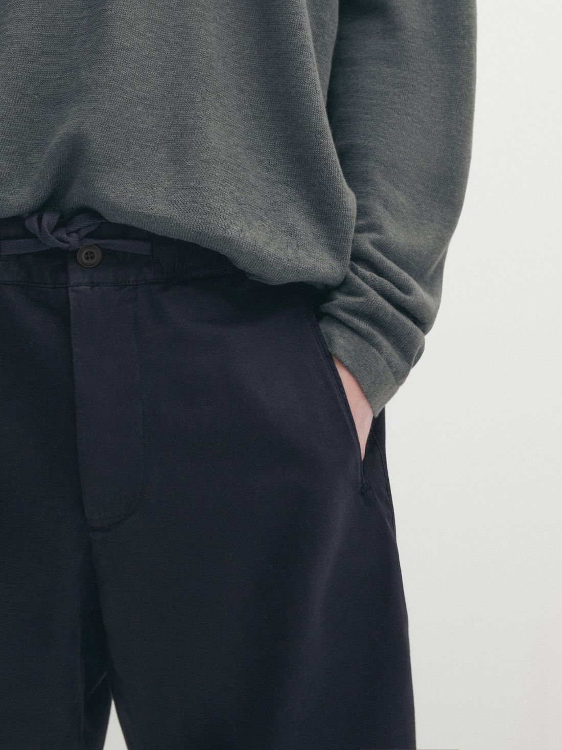 Massimo Dutti Jogger Fit Cotton Blend Bermuda Men Shorts Navy | US-BK2493018