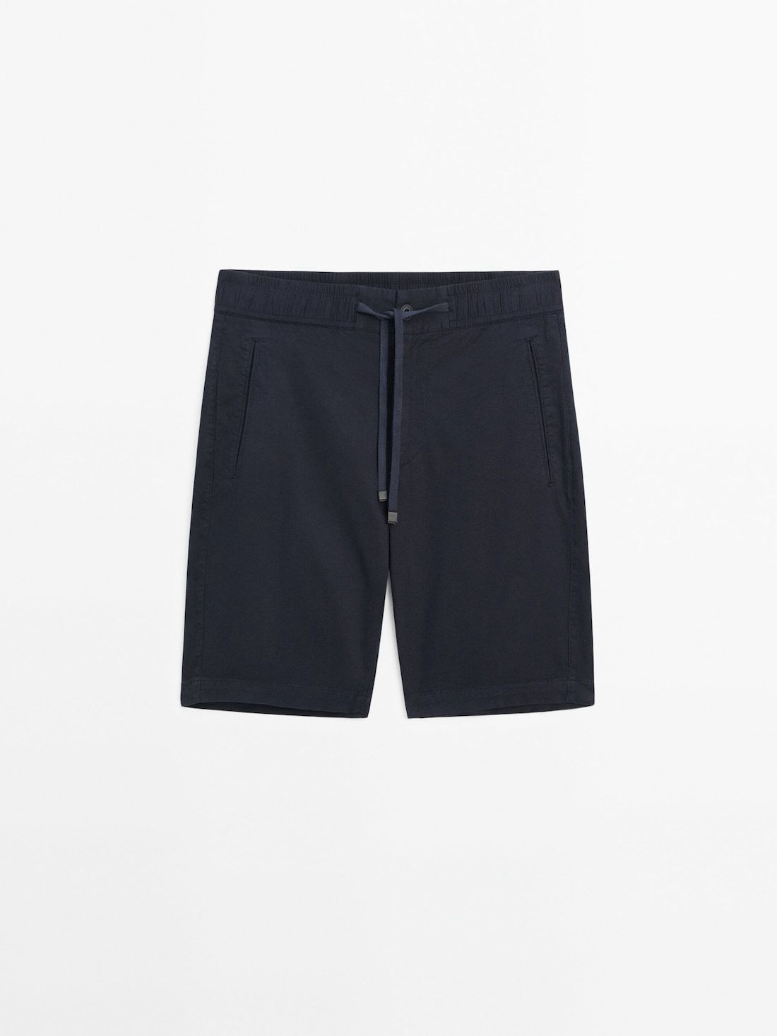 Massimo Dutti Jogger Fit Cotton Blend Bermuda Men Shorts Navy | US-BK2493018