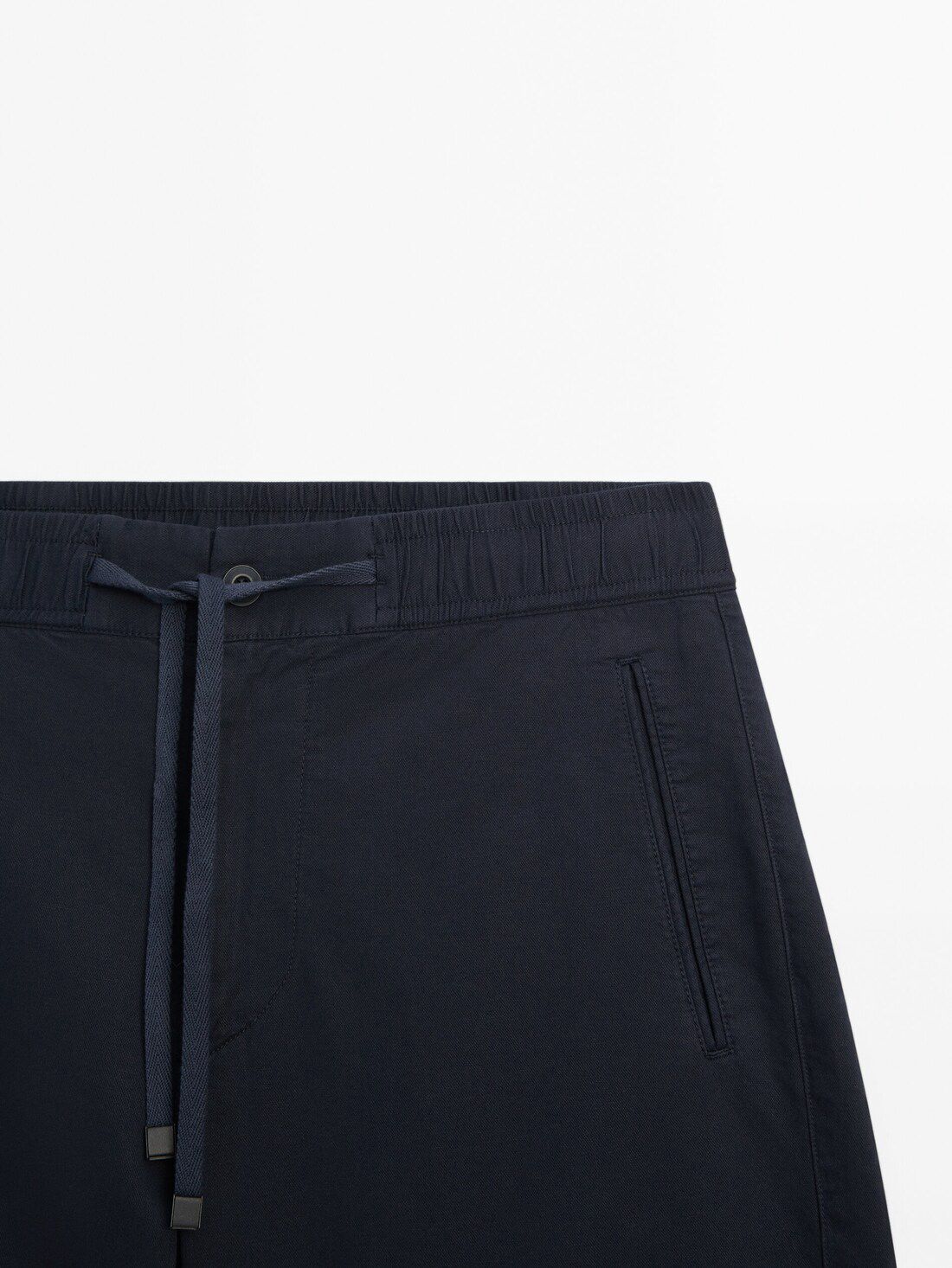 Massimo Dutti Jogger Fit Cotton Blend Bermuda Men Shorts Navy | US-BK2493018