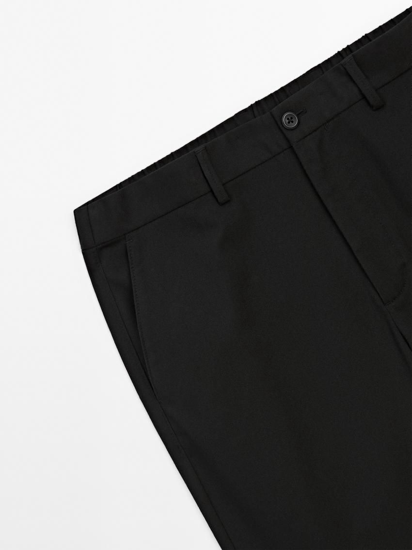 Massimo Dutti Jogger Fit Men Trousers Black | US-AK4852730
