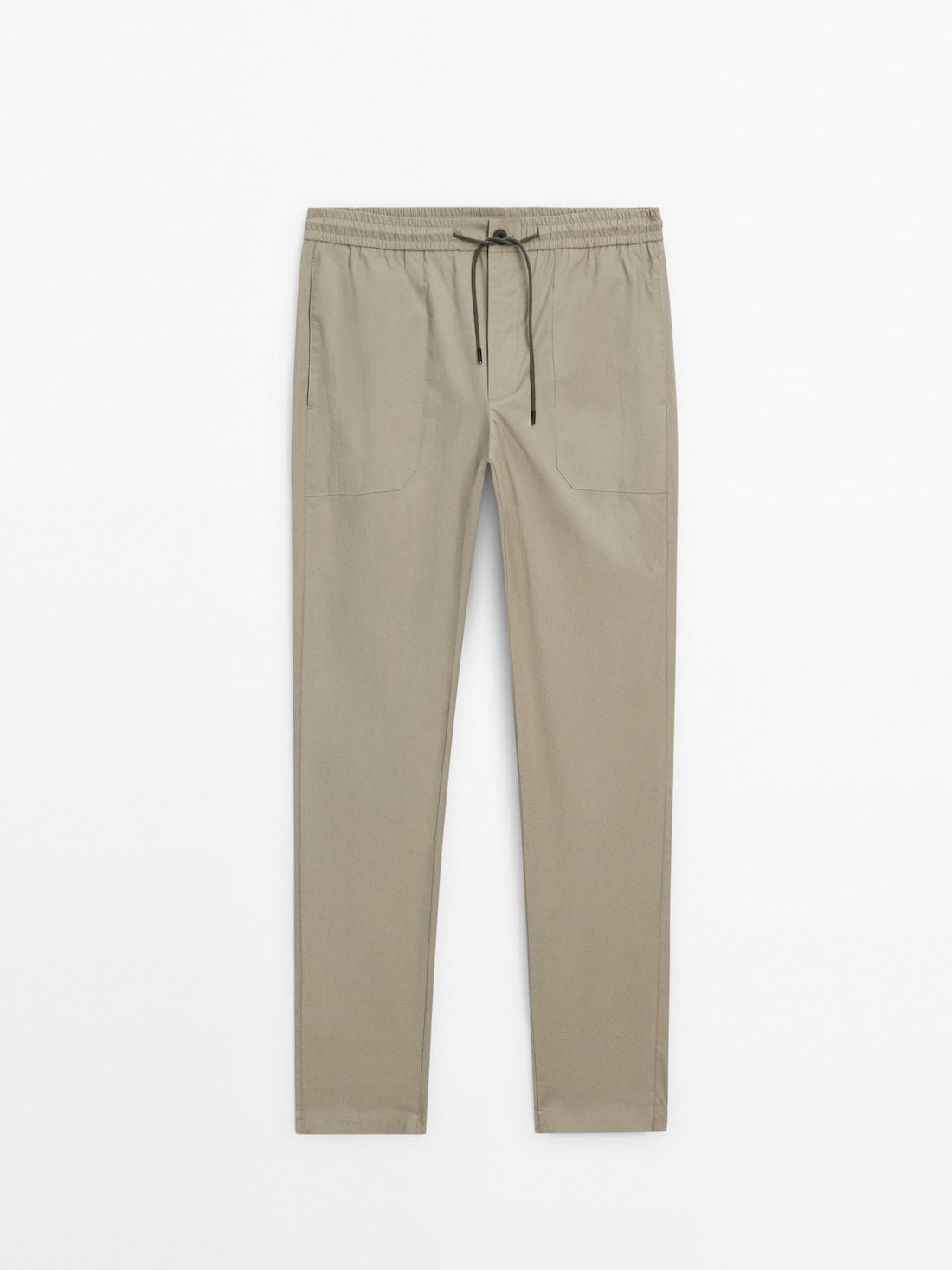 Massimo Dutti Jogger Fit Poplin Men Trousers Light Khaki | US-SR5204817