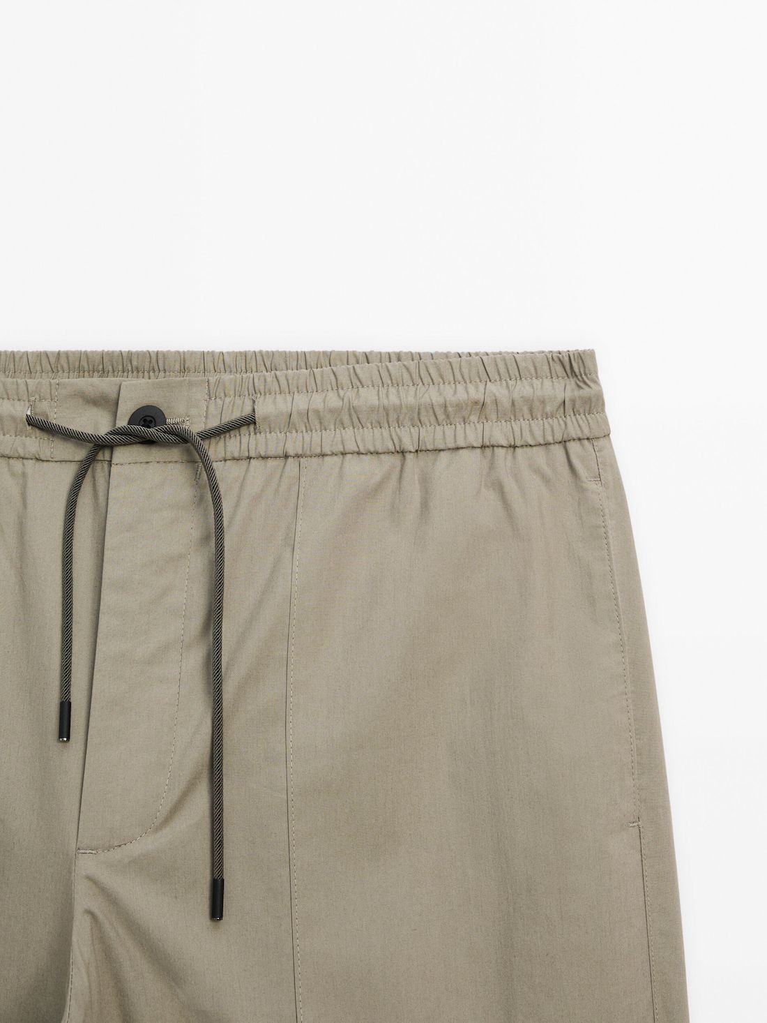 Massimo Dutti Jogger Fit Poplin Men Trousers Light Khaki | US-SR5204817