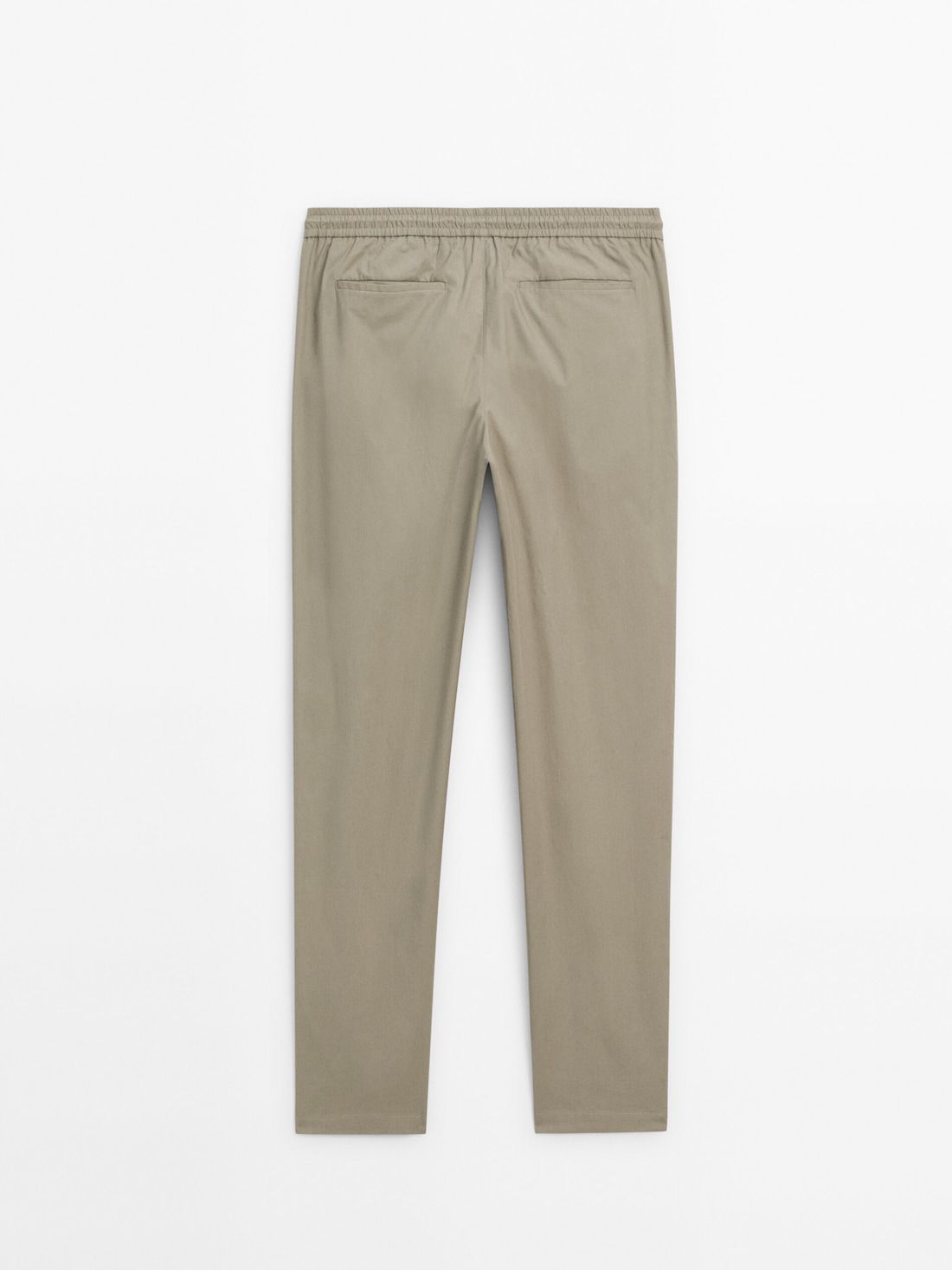 Massimo Dutti Jogger Fit Poplin Men Trousers Light Khaki | US-SR5204817