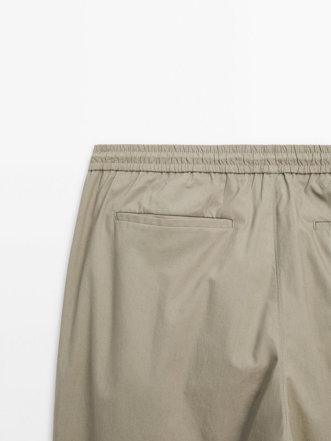 Massimo Dutti Jogger Fit Poplin Men Trousers Light Khaki | US-SR5204817