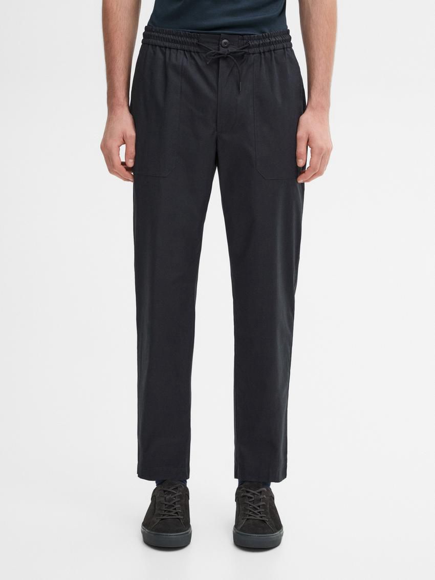 Massimo Dutti Jogger Fit Poplin Men Trousers Navy | US-WP5861039