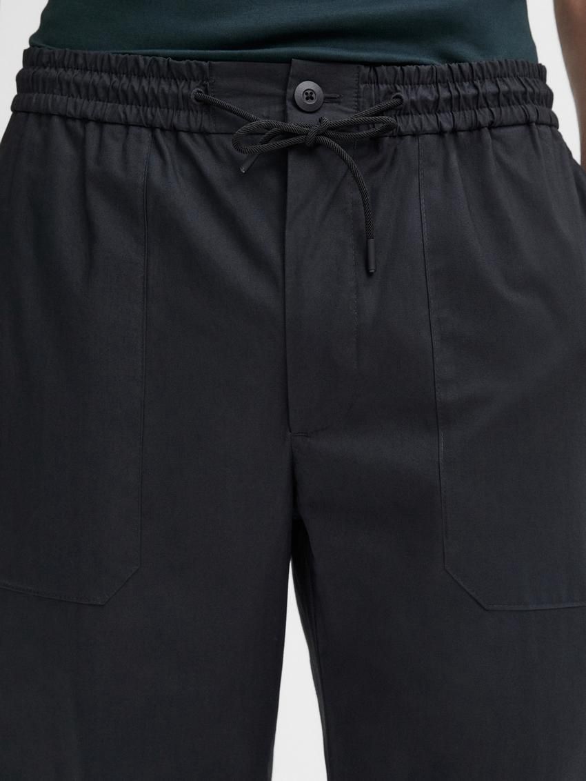 Massimo Dutti Jogger Fit Poplin Men Trousers Navy | US-WP5861039