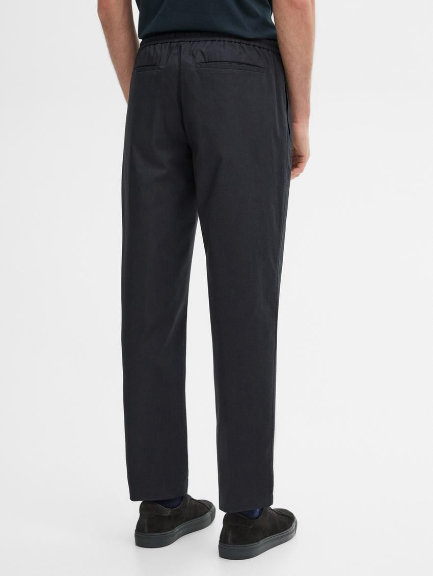 Massimo Dutti Jogger Fit Poplin Men Trousers Navy | US-WP5861039