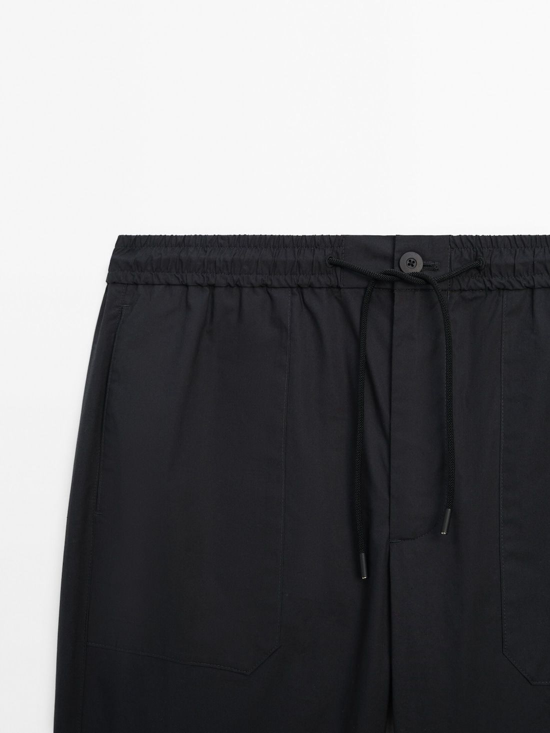 Massimo Dutti Jogger Fit Poplin Men Trousers Navy | US-WP5861039