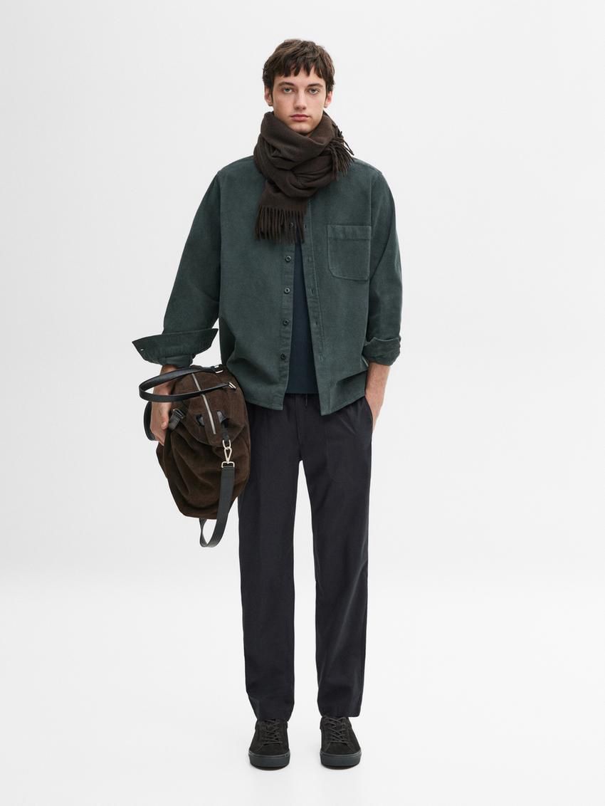 Massimo Dutti Jogger Fit Poplin Men Trousers Navy | US-WP5861039