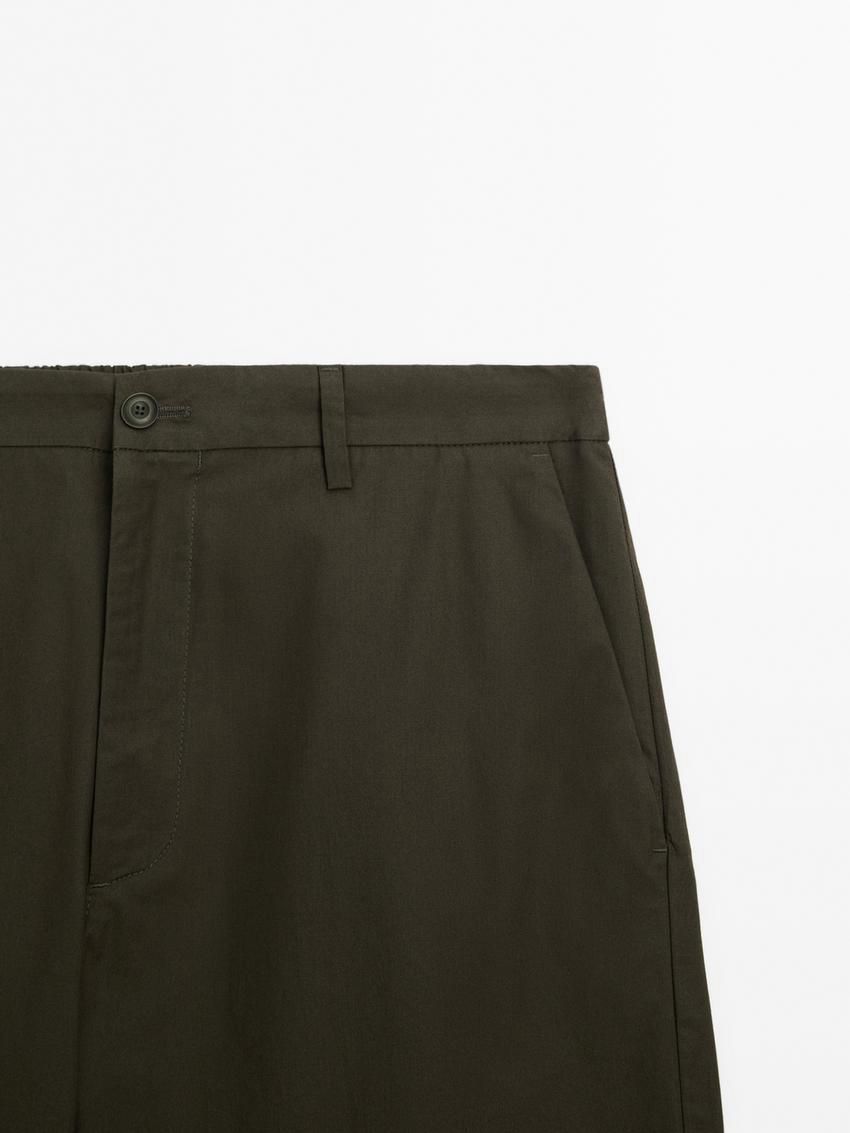 Massimo Dutti Jogger Fit Poplin Men Trousers Dark Olive | US-XO2860451