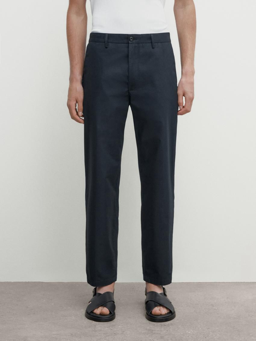 Massimo Dutti Jogger Fit Poplin Men Trousers Navy | US-TW3716258