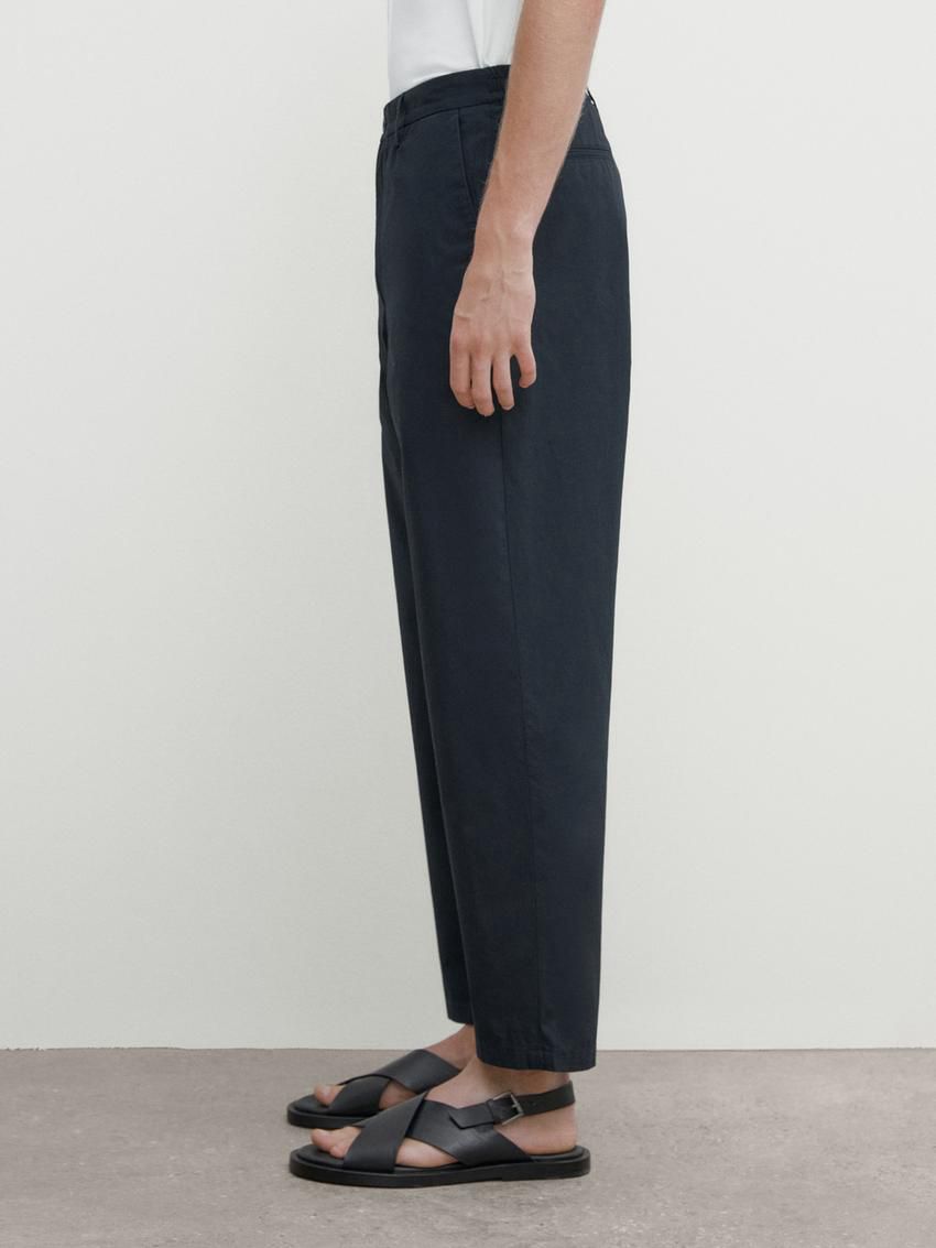 Massimo Dutti Jogger Fit Poplin Men Trousers Navy | US-TW3716258