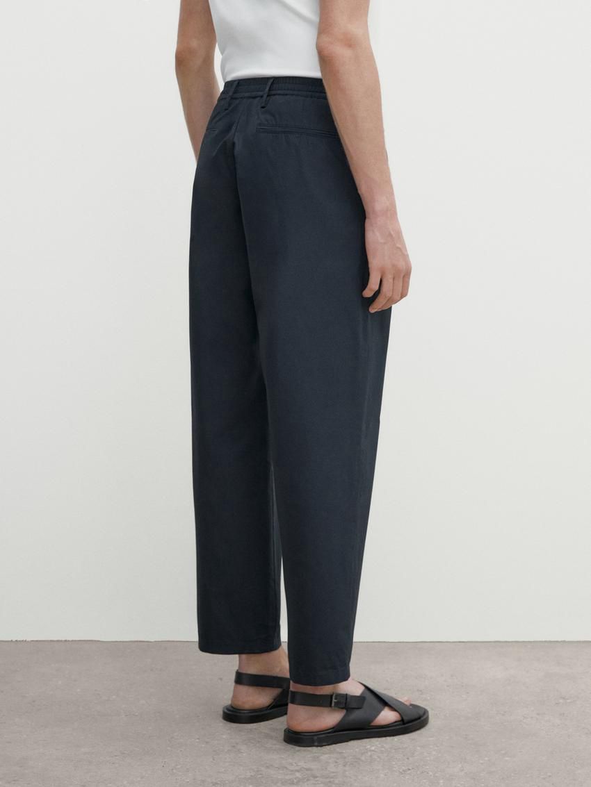 Massimo Dutti Jogger Fit Poplin Men Trousers Navy | US-TW3716258