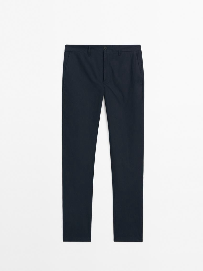 Massimo Dutti Jogger Fit Poplin Men Trousers Navy | US-TW3716258
