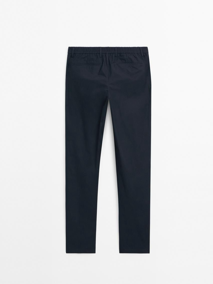 Massimo Dutti Jogger Fit Poplin Men Trousers Navy | US-TW3716258