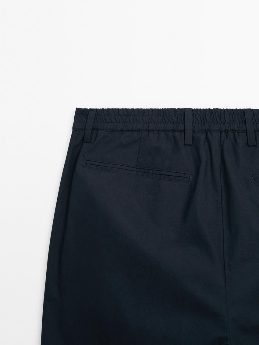 Massimo Dutti Jogger Fit Poplin Men Trousers Navy | US-TW3716258