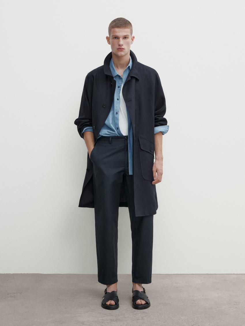 Massimo Dutti Jogger Fit Poplin Men Trousers Navy | US-TW3716258
