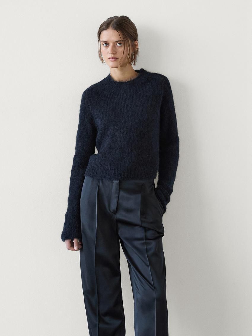 Massimo Dutti Knit Alpaca Blend Women Sweater Dark Blue | US-HD5769018