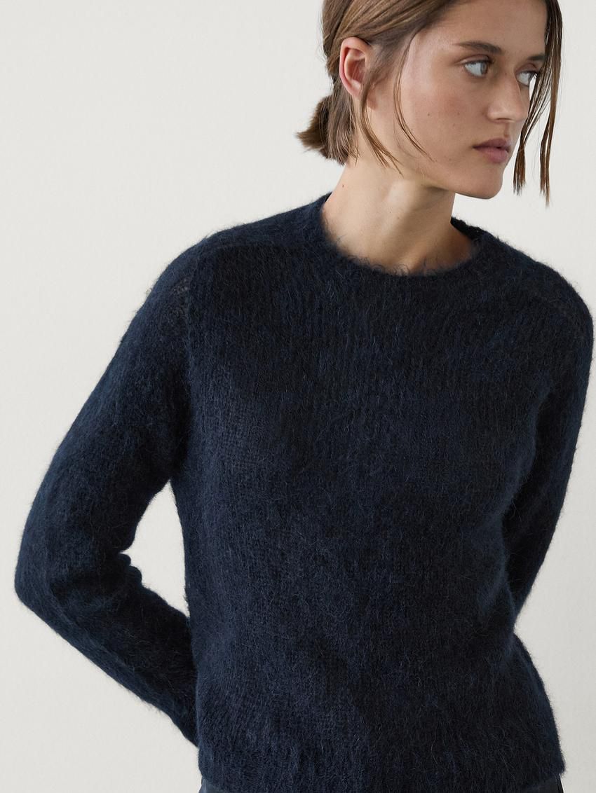 Massimo Dutti Knit Alpaca Blend Women Sweater Dark Blue | US-HD5769018