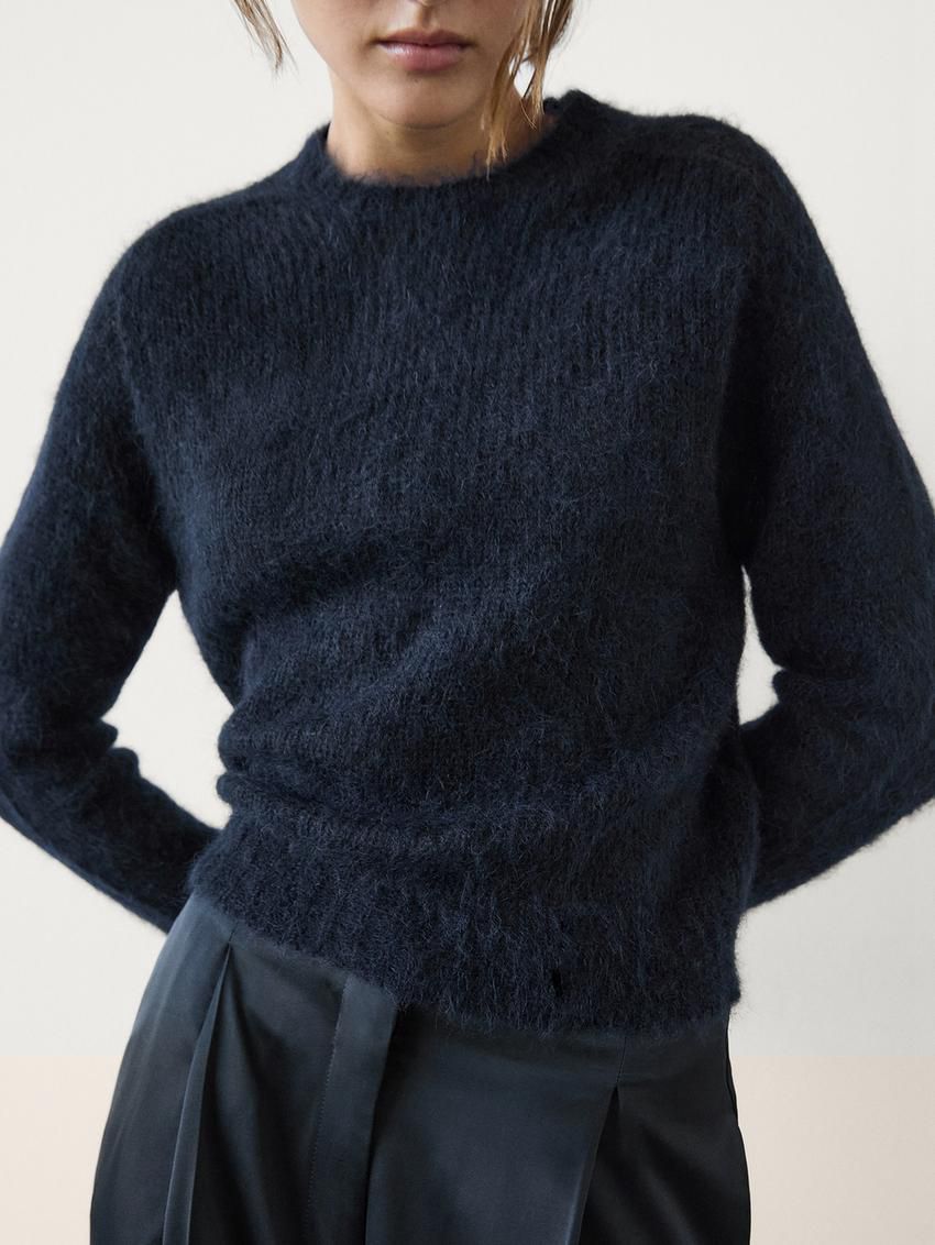 Massimo Dutti Knit Alpaca Blend Women Sweater Dark Blue | US-HD5769018