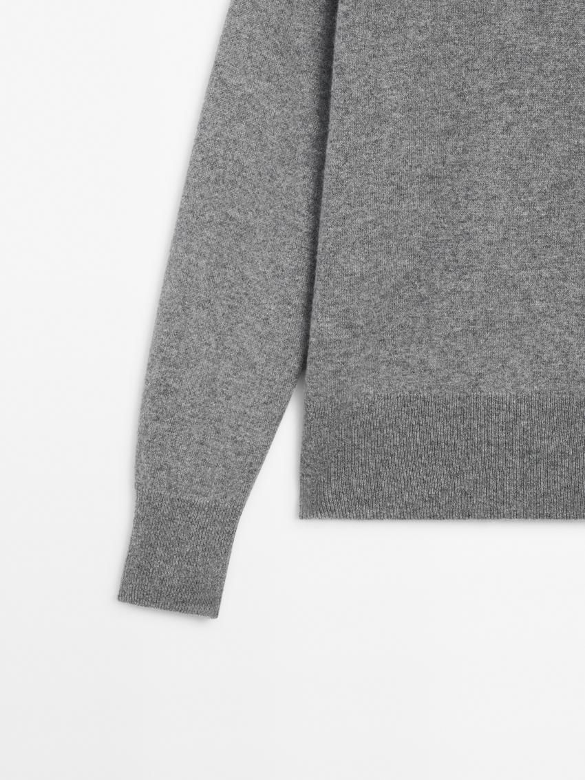 Massimo Dutti Knit Cashmere V-neck Women Sweater Grey | US-GY3659142