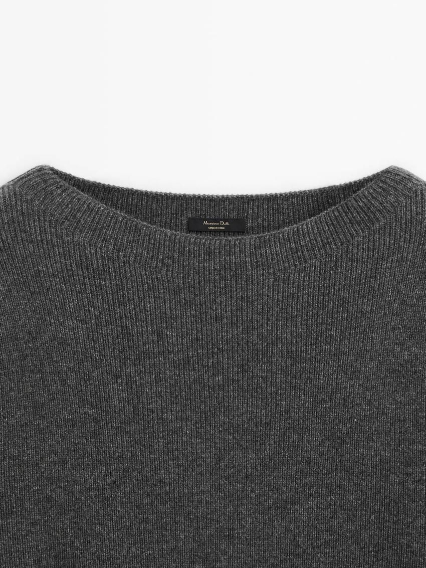 Massimo Dutti Knit Co-ord With Boat Neck Women Sweater Grey | US-LB8035269
