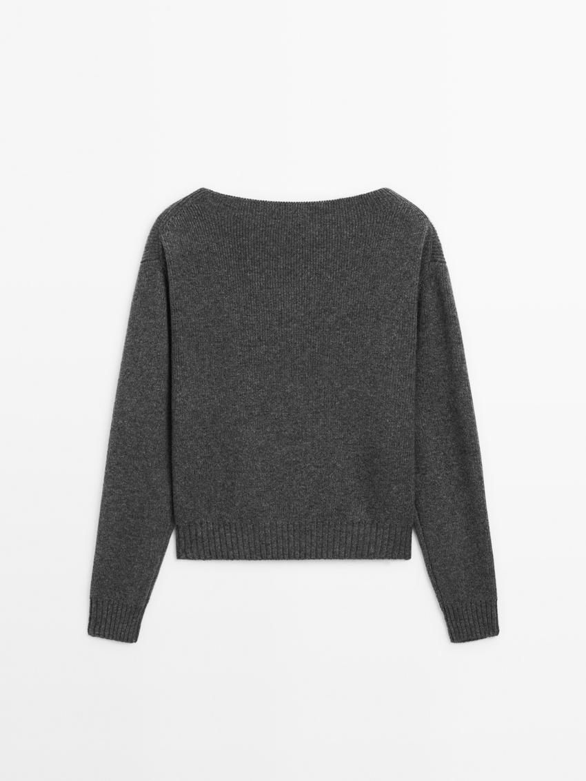 Massimo Dutti Knit Co-ord With Boat Neck Women Sweater Grey | US-LB8035269