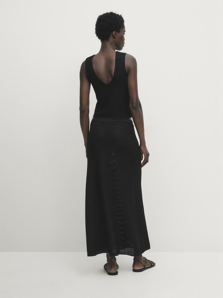 Massimo Dutti Knit Co-ord With Textured Detail Women Skirts Black | US-YH6179542