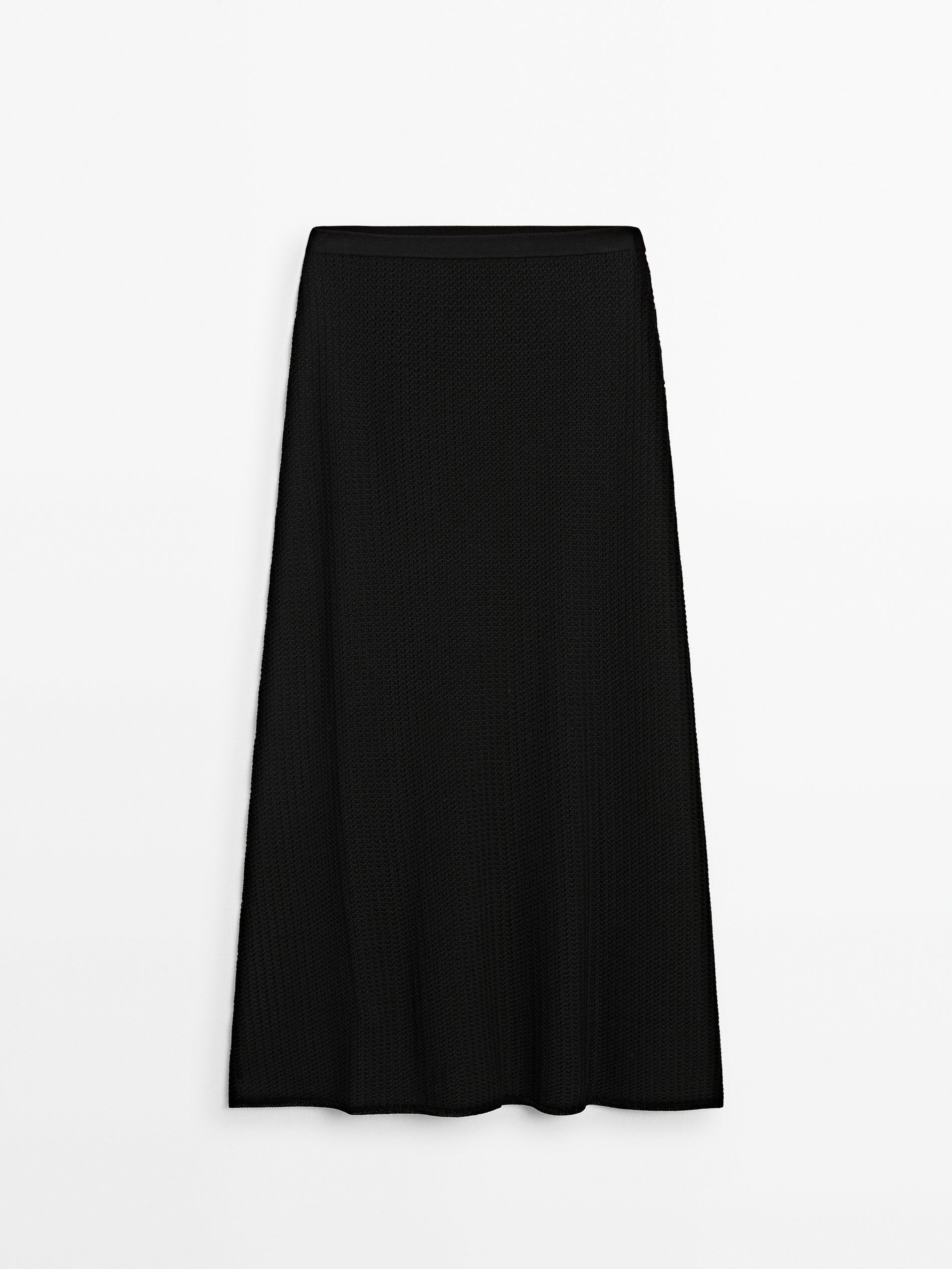 Massimo Dutti Knit Co-ord With Textured Detail Women Skirts Black | US-YH6179542