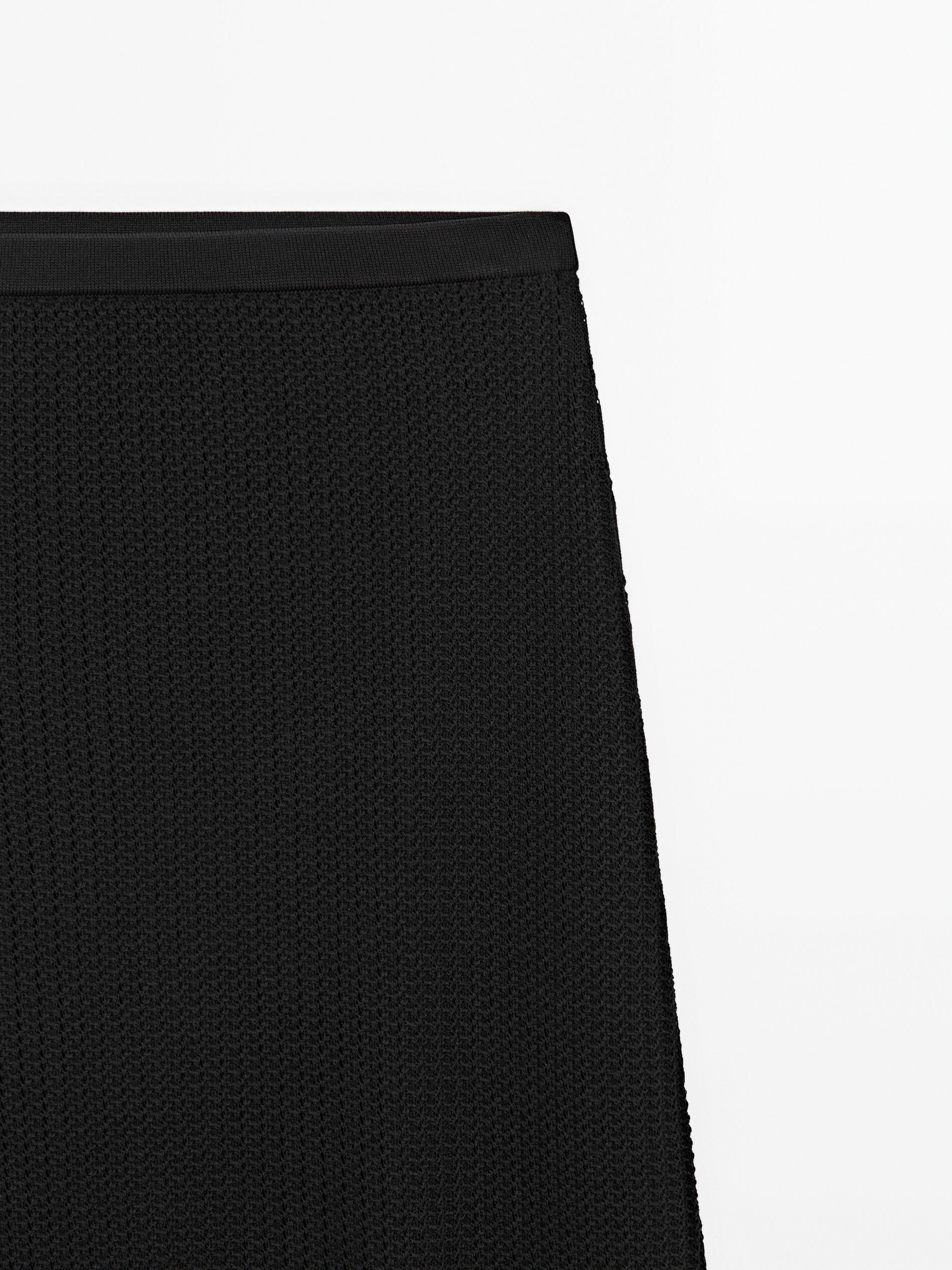 Massimo Dutti Knit Co-ord With Textured Detail Women Skirts Black | US-YH6179542