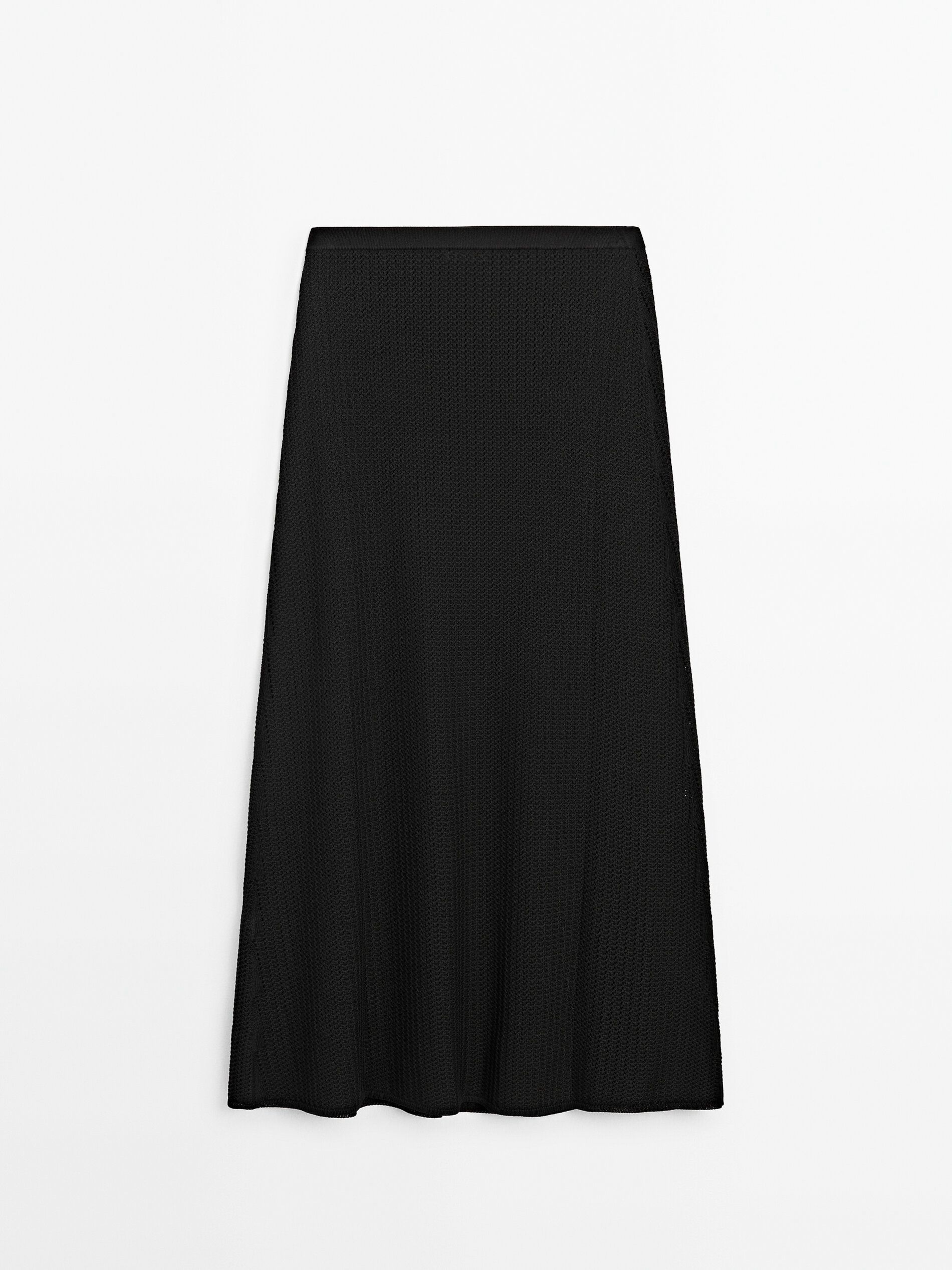 Massimo Dutti Knit Co-ord With Textured Detail Women Skirts Black | US-YH6179542