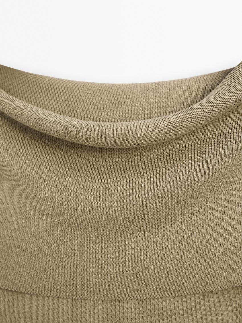 Massimo Dutti Knit Cotton Blend Women Top Khaki | US-TU7538042