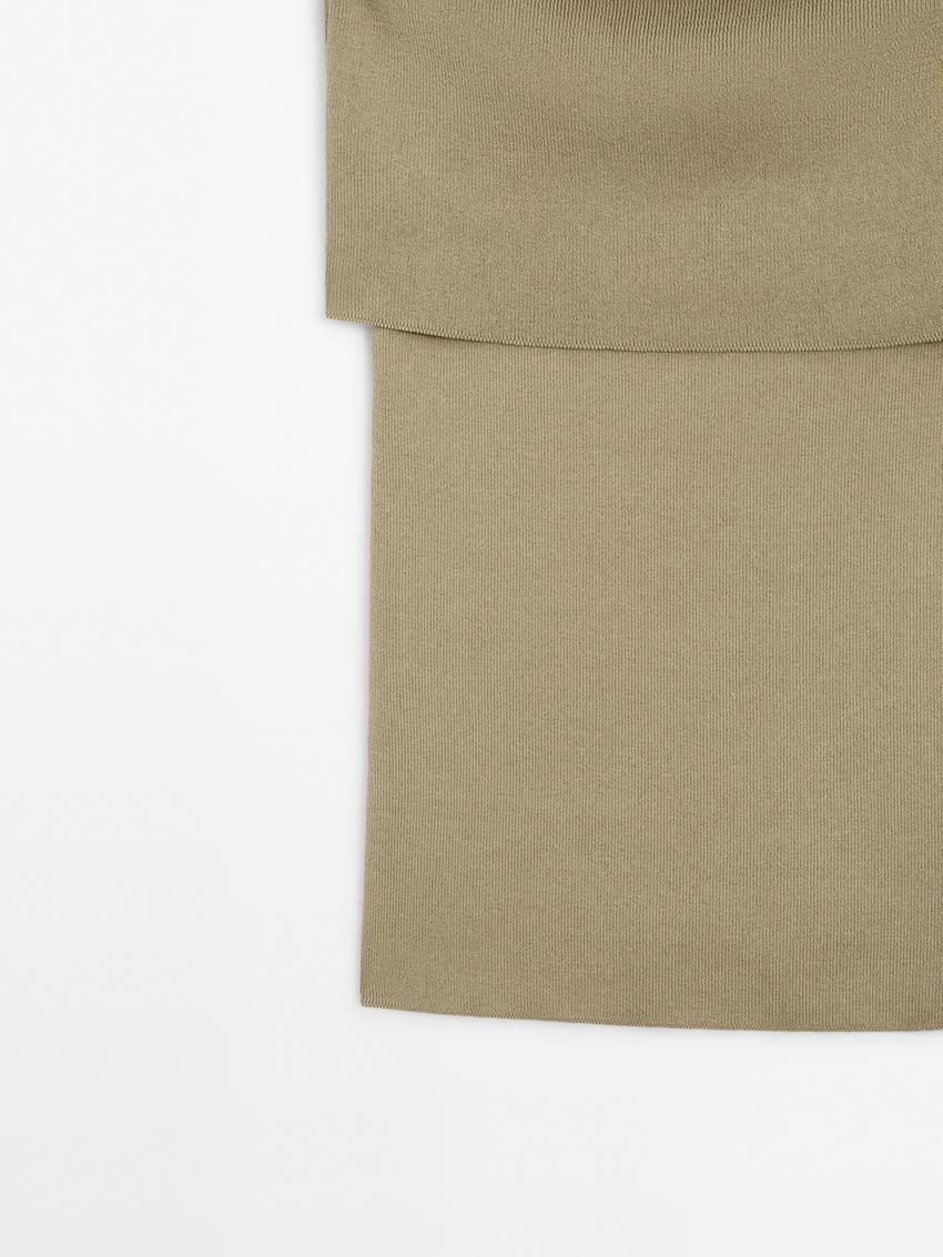 Massimo Dutti Knit Cotton Blend Women Top Khaki | US-TU7538042