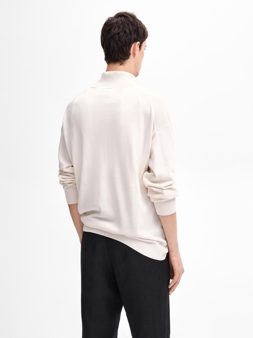 Massimo Dutti Knit Cotton With Mock Neck Men Sweater Beige | US-WF4527389