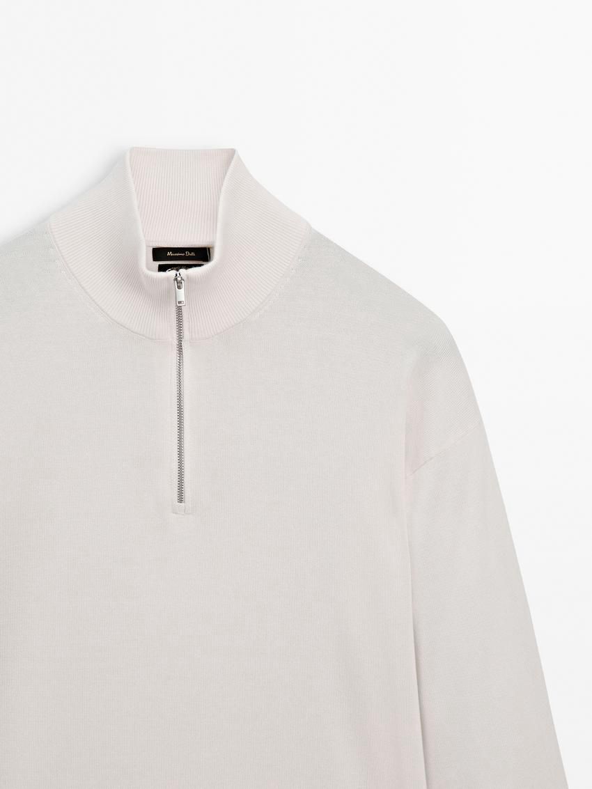 Massimo Dutti Knit Cotton With Mock Neck Men Sweater Beige | US-WF4527389