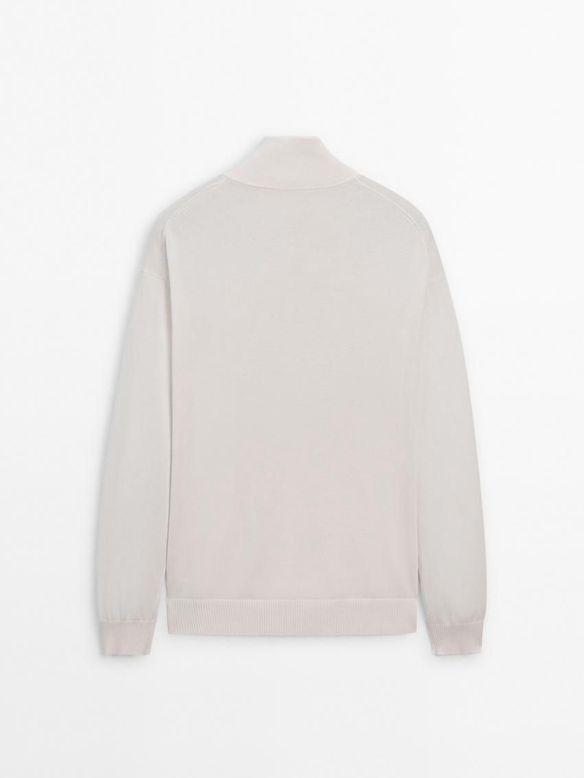Massimo Dutti Knit Cotton With Mock Neck Men Sweater Beige | US-WF4527389