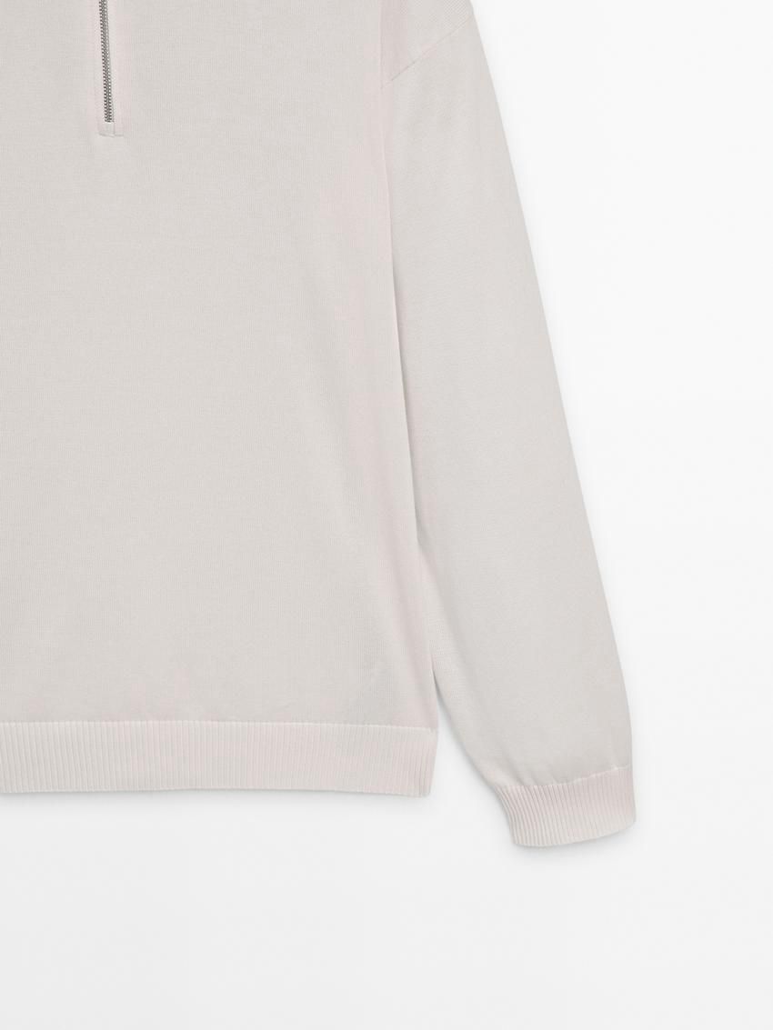 Massimo Dutti Knit Cotton With Mock Neck Men Sweater Beige | US-WF4527389