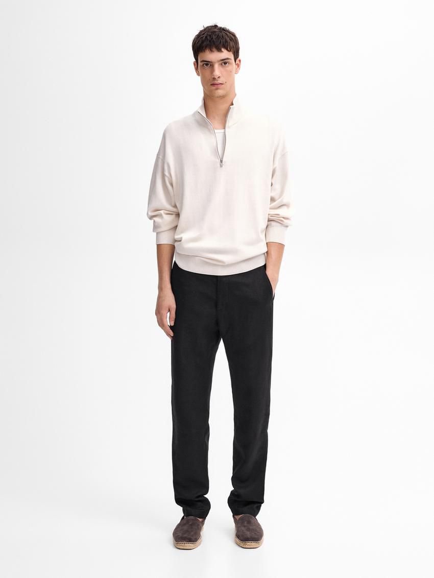 Massimo Dutti Knit Cotton With Mock Neck Men Sweater Beige | US-WF4527389