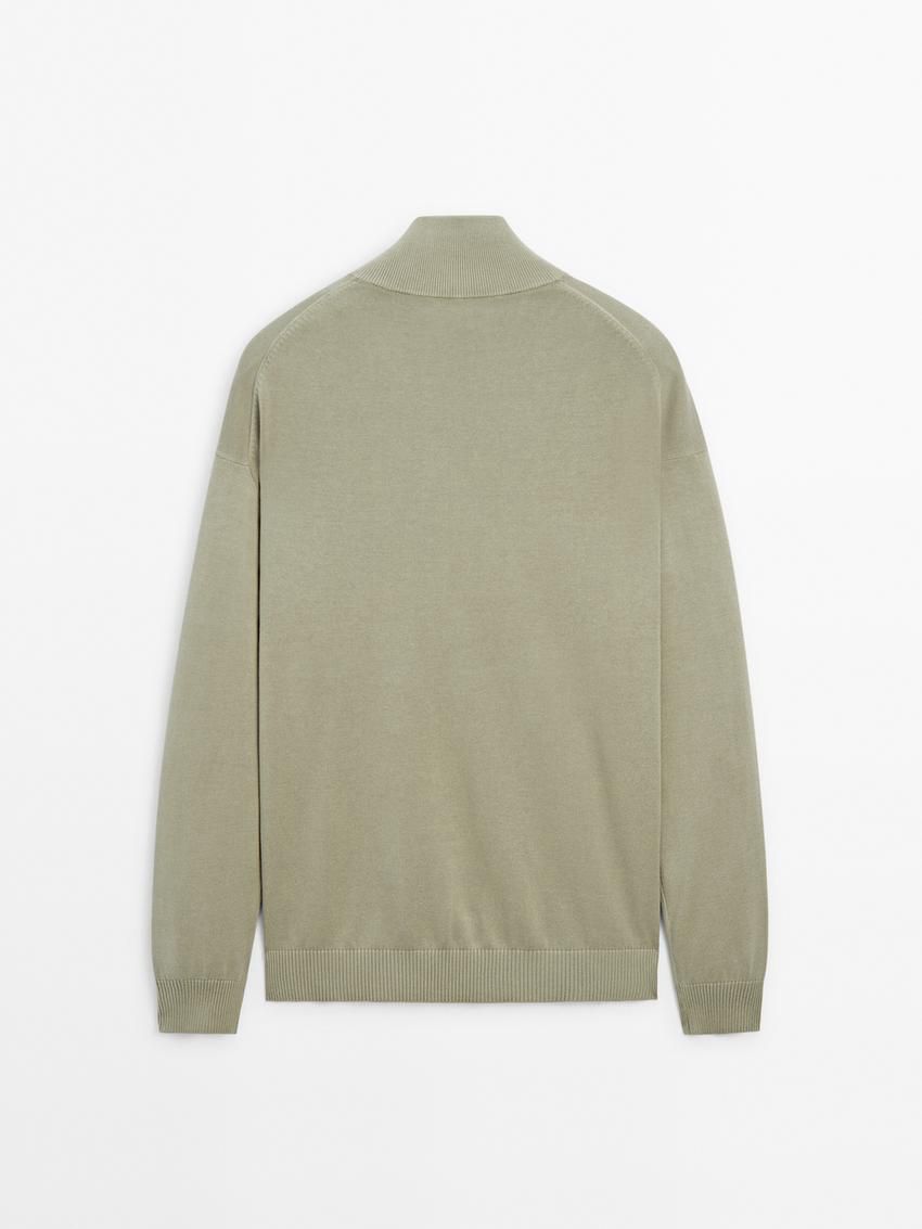 Massimo Dutti Knit Cotton With Mock Neck Men Sweater Light Green | US-TX8572493