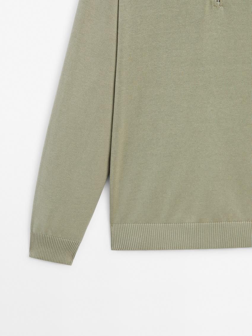 Massimo Dutti Knit Cotton With Mock Neck Men Sweater Light Green | US-TX8572493