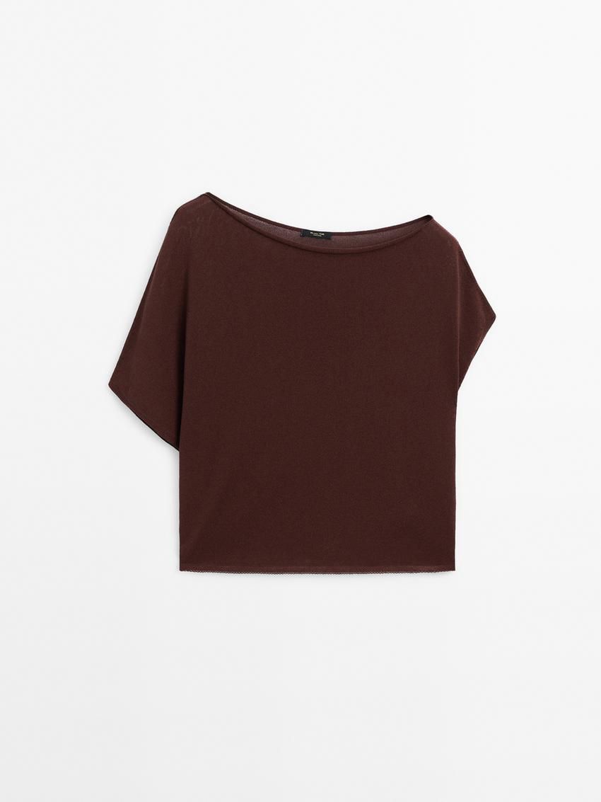 Massimo Dutti Knit Drop-shoulder Co-ord Women Sweater Chocolate | US-AT7350492