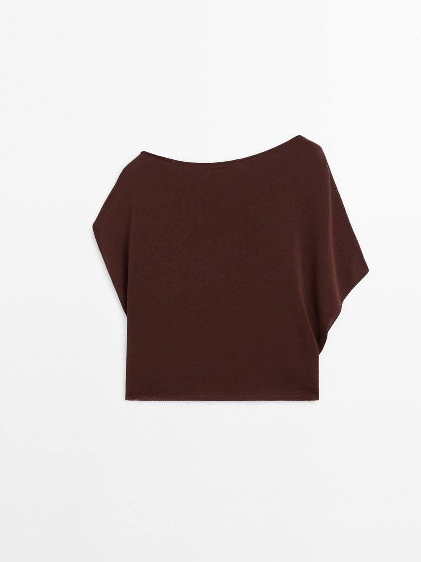 Massimo Dutti Knit Drop-shoulder Co-ord Women Sweater Chocolate | US-AT7350492
