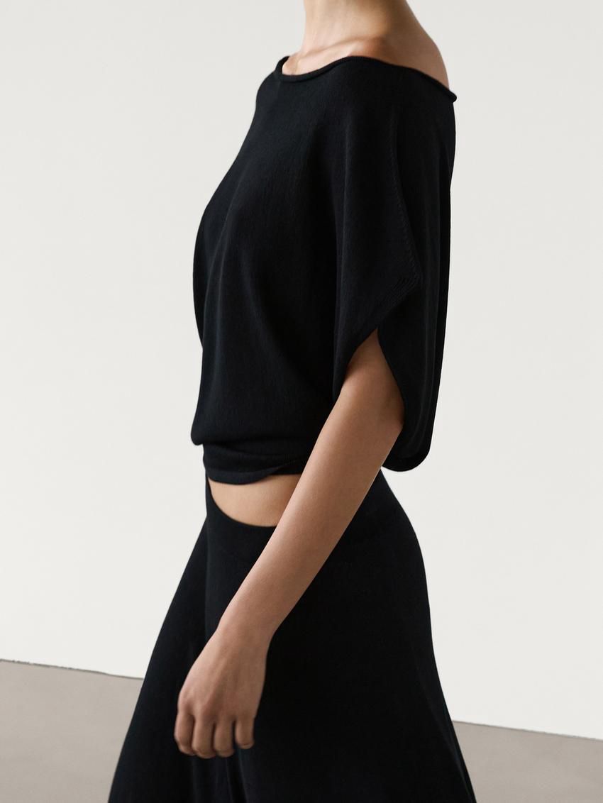 Massimo Dutti Knit Drop-shoulder Co-ord Women Sweater Black | US-PY7914360