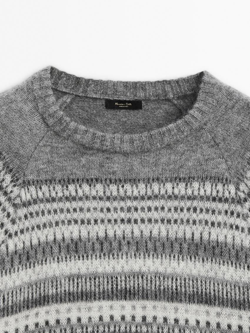 Massimo Dutti Knit Jacquard With Design Women Sweater Grey | US-FW9382106