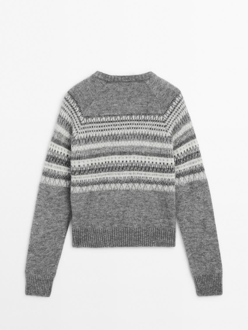 Massimo Dutti Knit Jacquard With Design Women Sweater Grey | US-FW9382106
