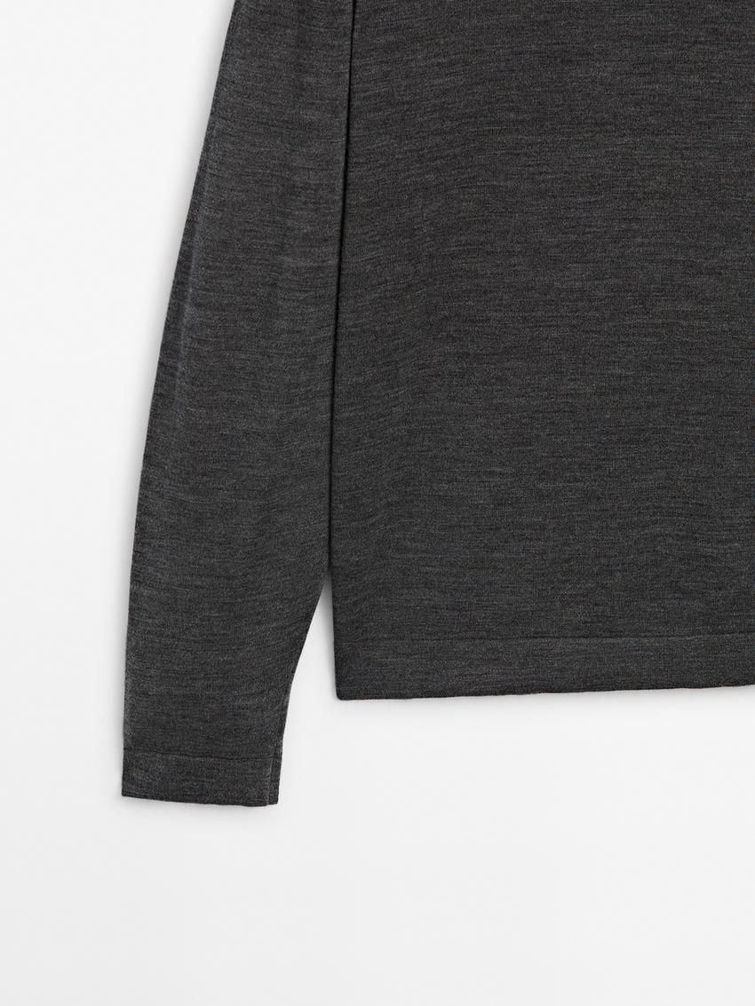 Massimo Dutti Knit Merino Wool With Crew Neck Men Sweater Dark Grey | US-CR1824063