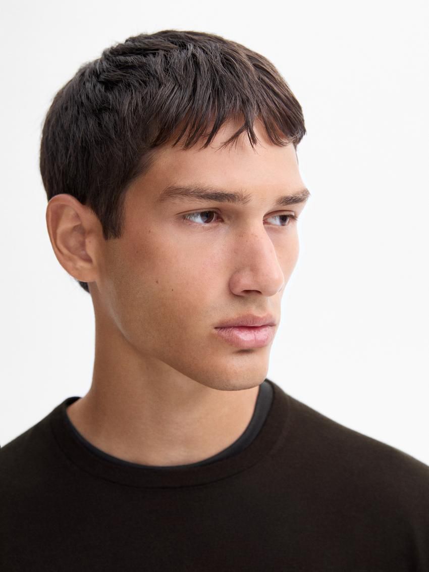 Massimo Dutti Knit Merino Wool With Crew Neck Men Sweater Dark Brown | US-PQ1206357