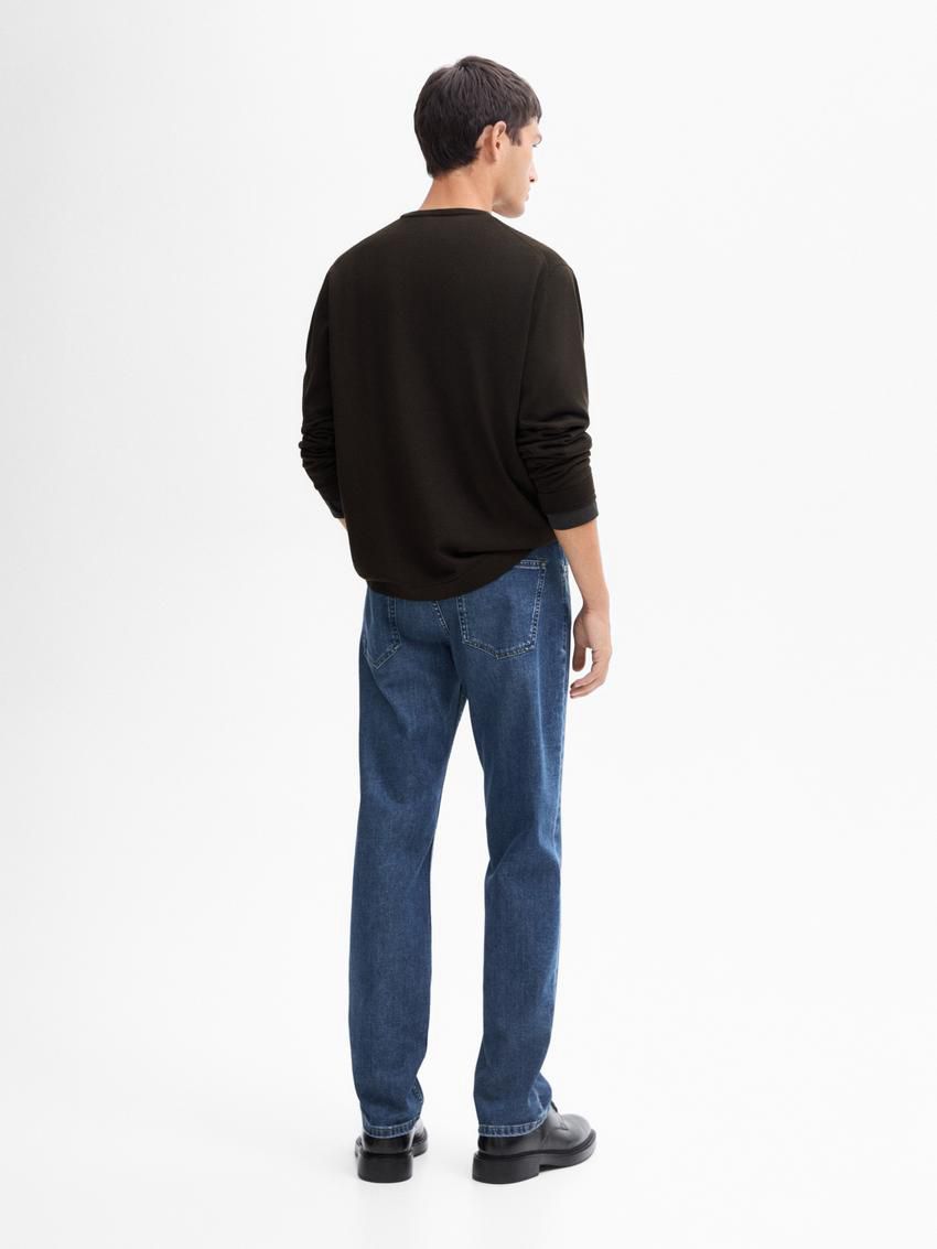 Massimo Dutti Knit Merino Wool With Crew Neck Men Sweater Dark Brown | US-PQ1206357